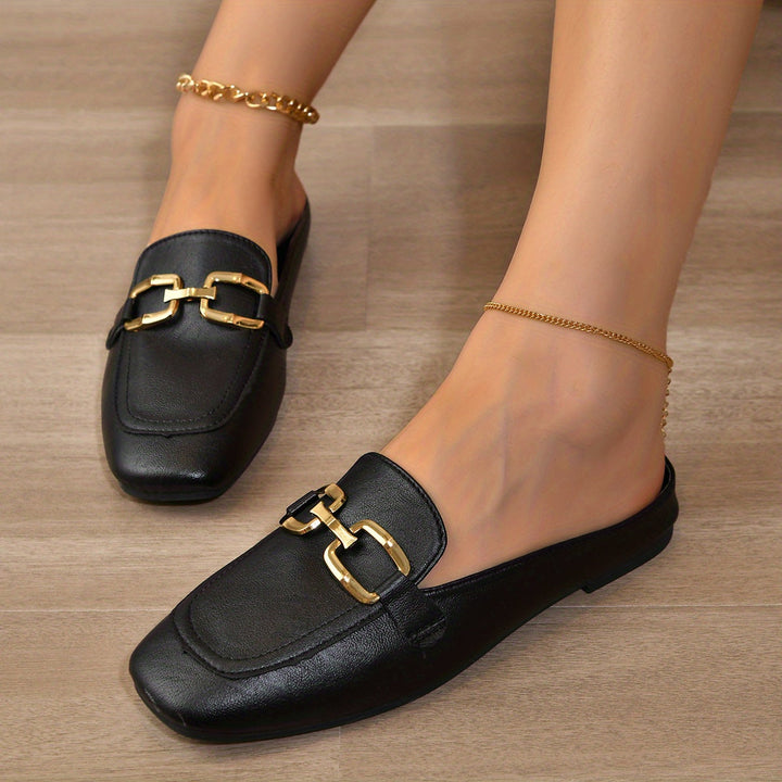 Leonora | Damen Lässige Eckige Slip-on Pantoletten
