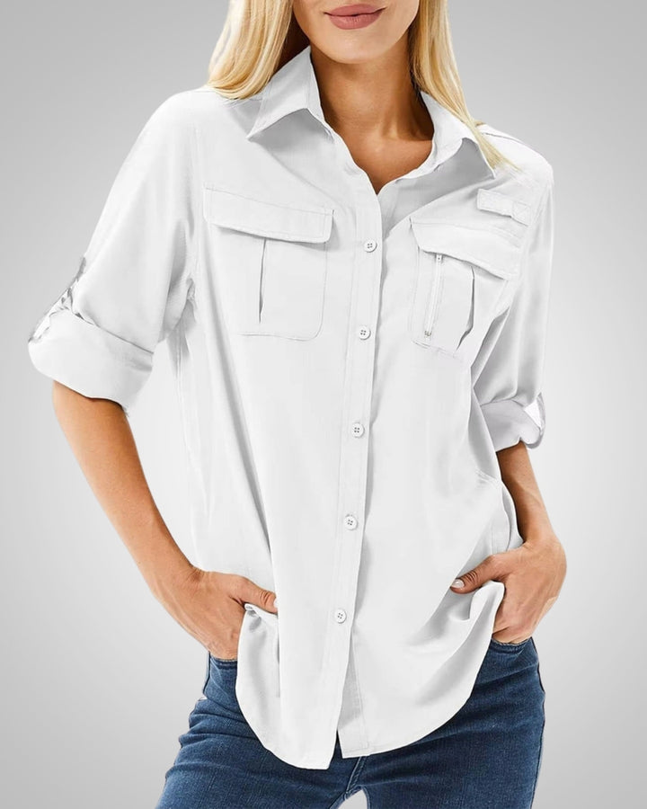 Avery | Damen Casual Brusttaschen Safarihemd