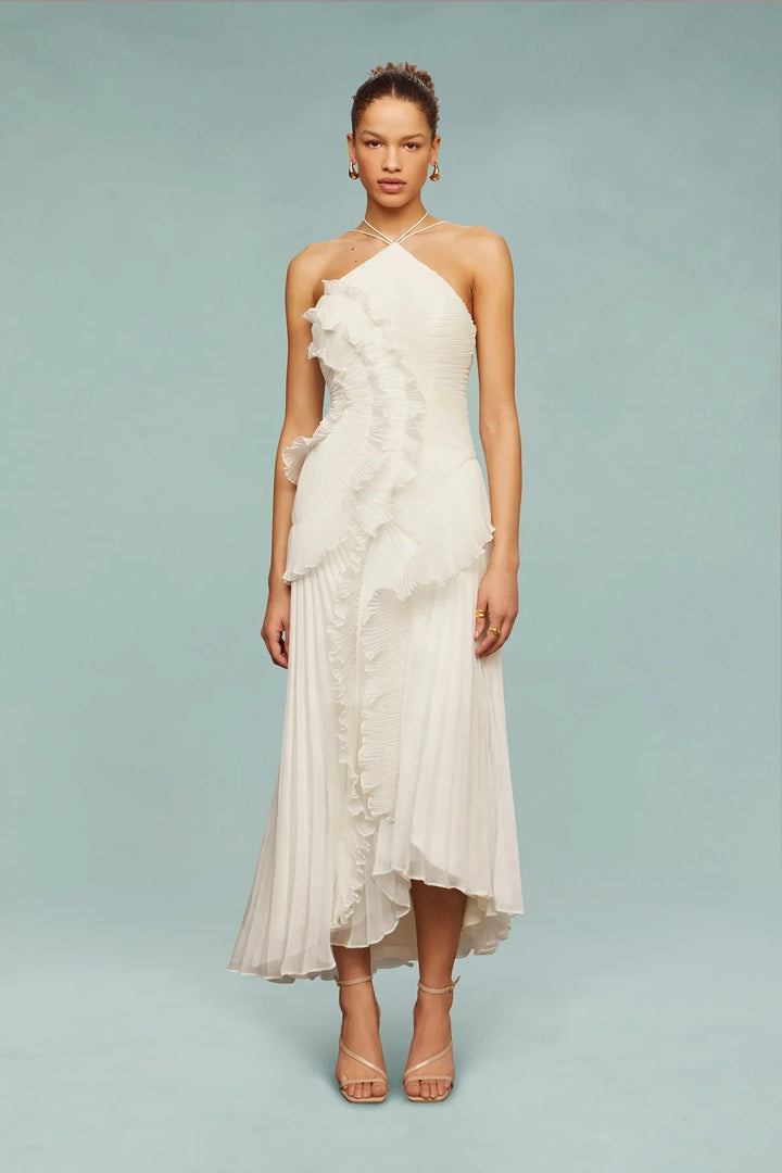 Alina | Damen Halterneck Maxi Sommerkleid