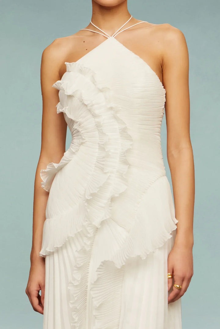Alina | Damen Halterneck Maxi Sommerkleid