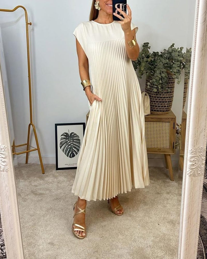 Florina | Damen Sommer Plissiertes Maxikleid