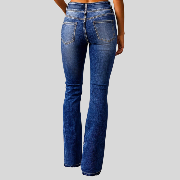 Luana | Damen Elegante Hohe Taille Gewaschen Schlagjeans