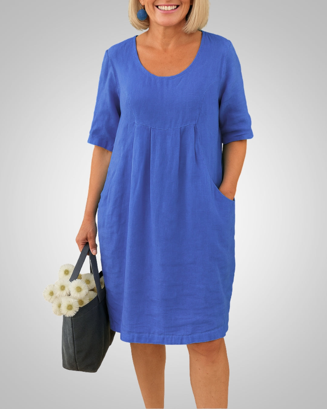 Naomi | Damen Kurzarm Sommerkleid mit Taschen