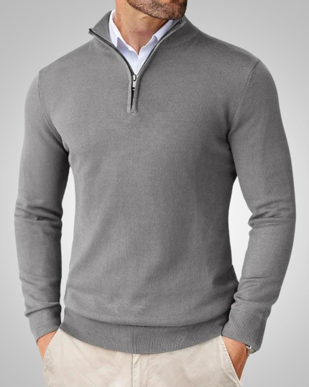 Kevin | Herren Schlanker Quarter Zip Pullover in Smart Casual Optik