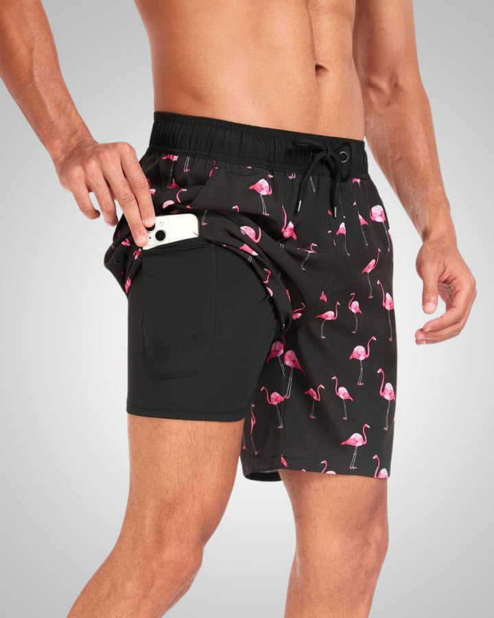 Hanery | Herren Sportliche Slim-Fit Badehose Mit Innenshorts
