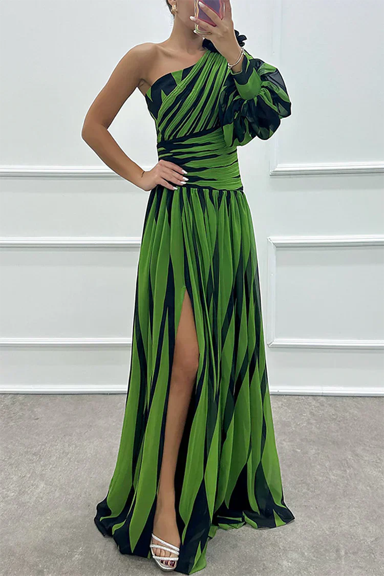Frederike | Damen Elegante One-Shoulder Hochzeitsgastkleid