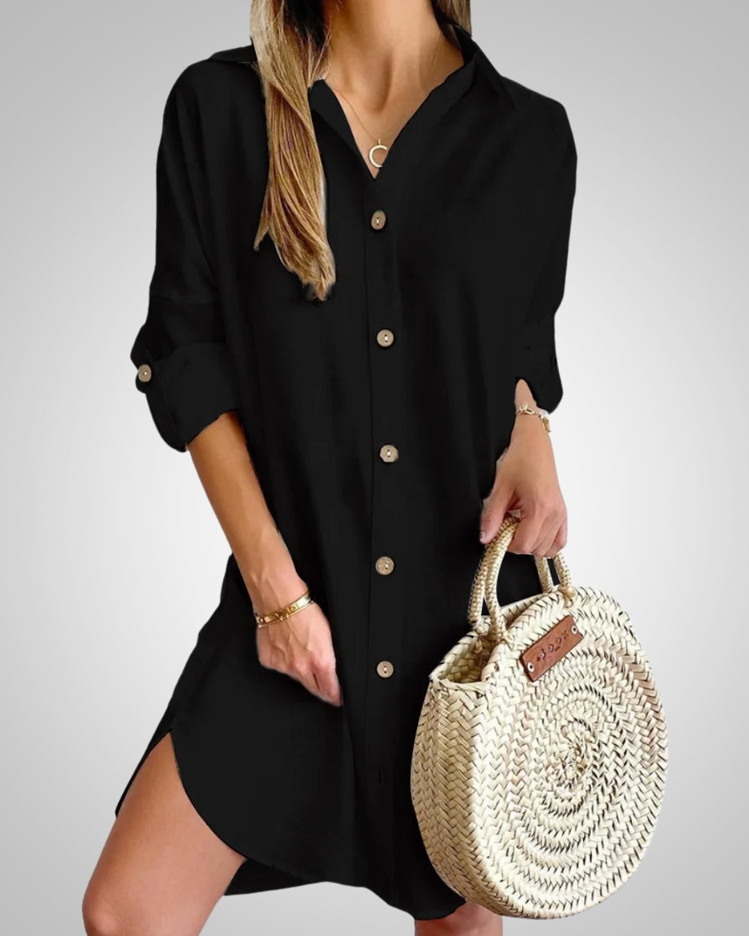 Nele | Damen Sommer Knopf Hemdkleid