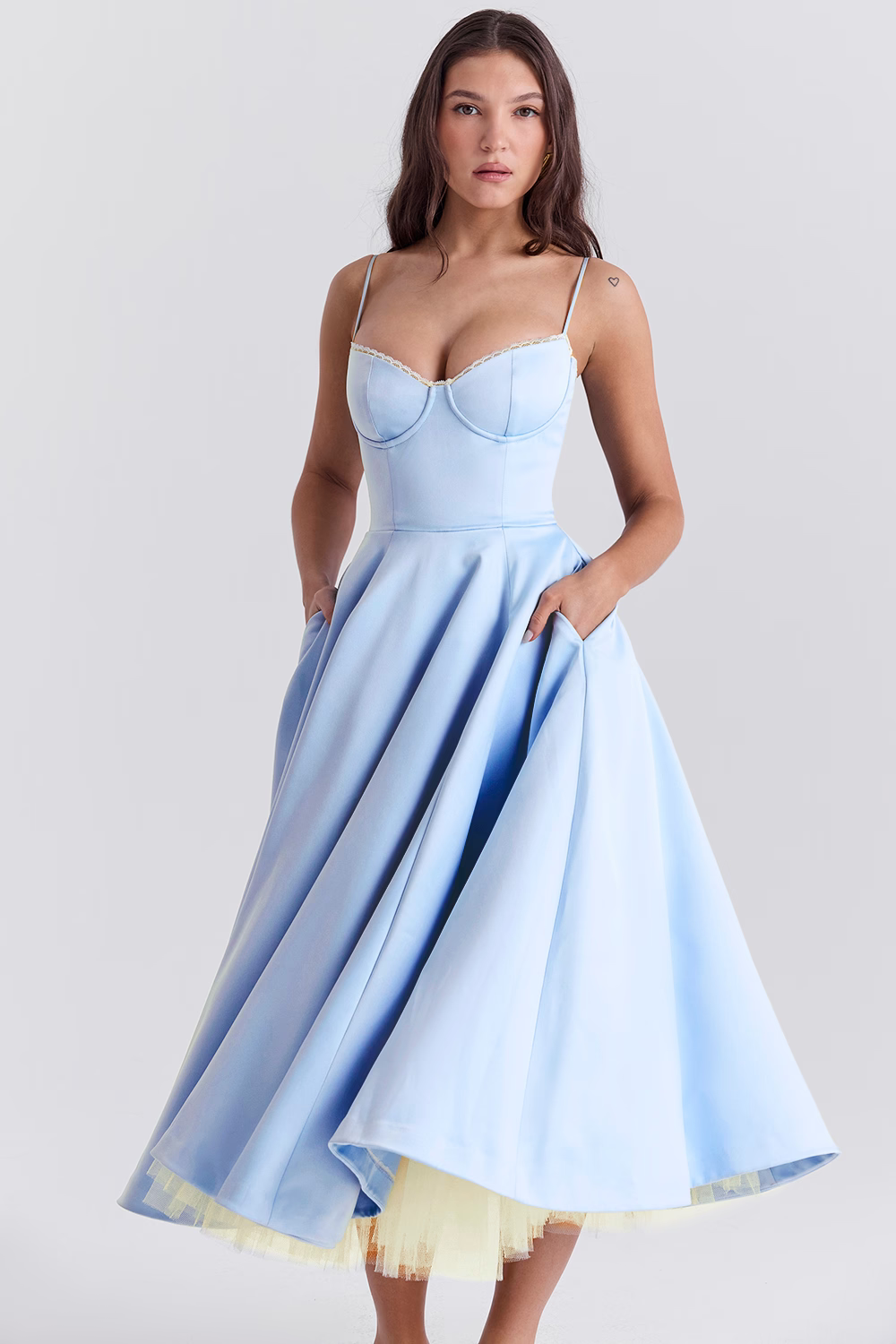 Verena | Damen Sommer Spaghettiträger Hochzeitsgast Midikleid
