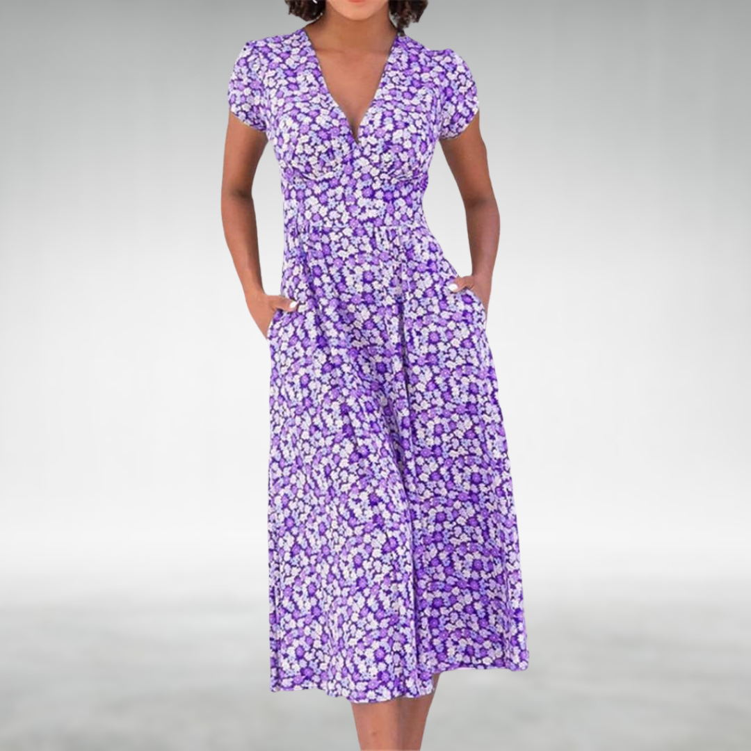 Hanna | Damen Elegantes Reißverschluss Sommerkleid
