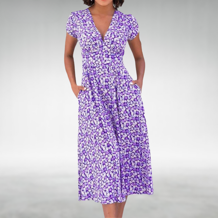 Hanna | Damen Elegantes Reißverschluss Sommerkleid