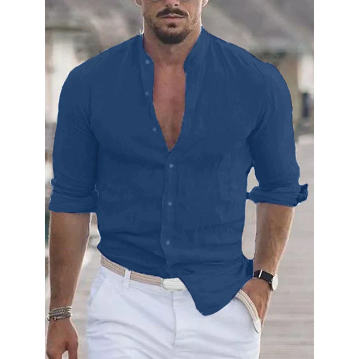 Gabriel | Herren Stehkragen Slim Fit Sommer Hemd