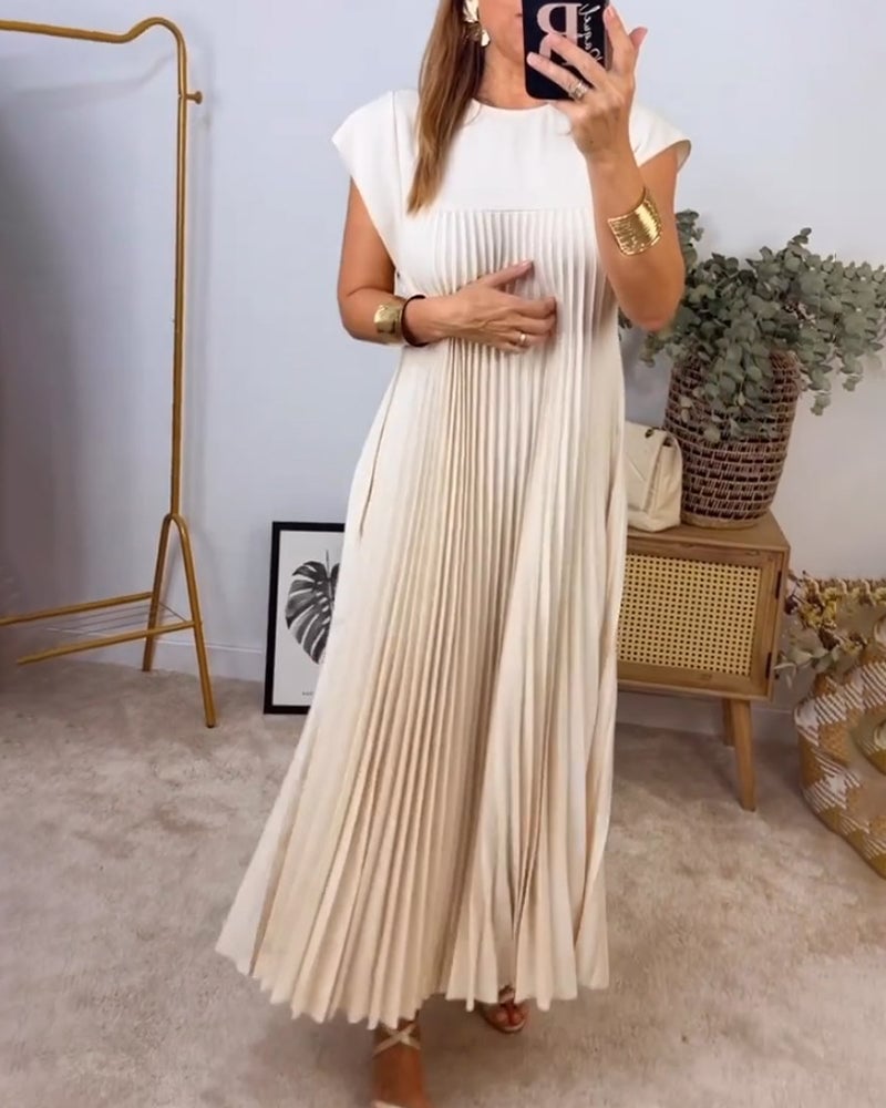 Florina | Damen Sommer Plissiertes Maxikleid