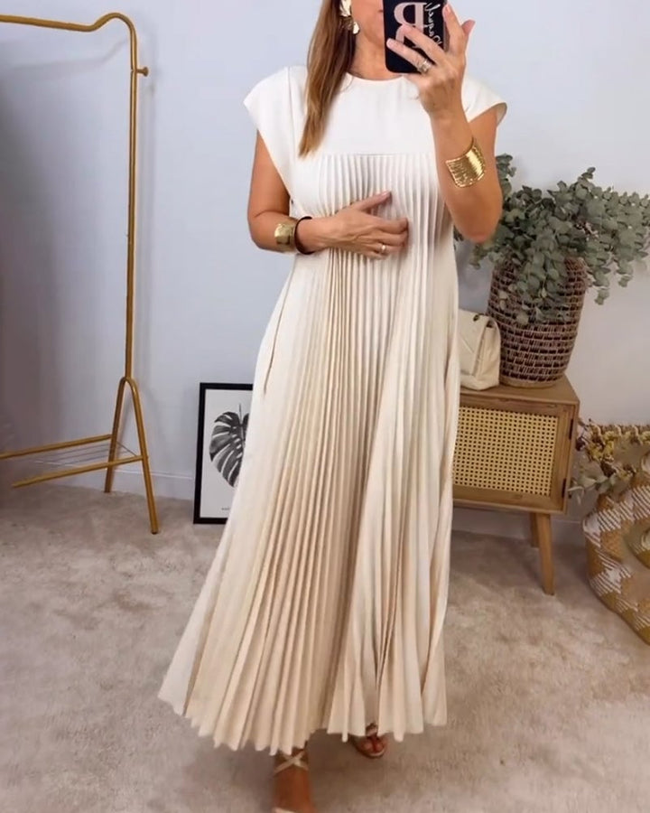 Florina | Damen Sommer Plissiertes Maxikleid