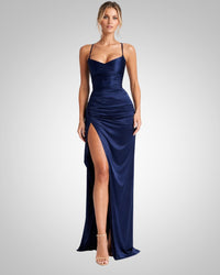 Willow | Damen Elegantes Spaghettiträgern Hochzeitsgäst Maxikleid