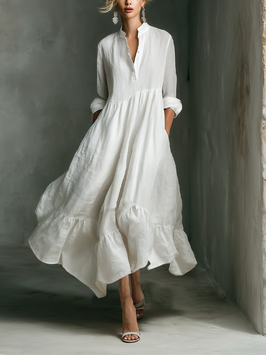 Samantha | Damen Casual Langarm Maxikleid