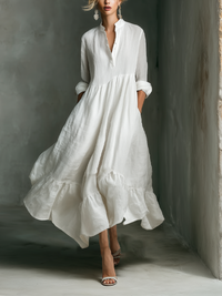 Samantha | Damen Casual Langarm Maxikleid