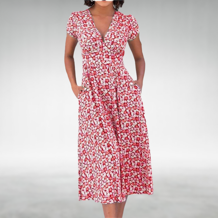 Hanna | Damen Elegantes Reißverschluss Sommerkleid