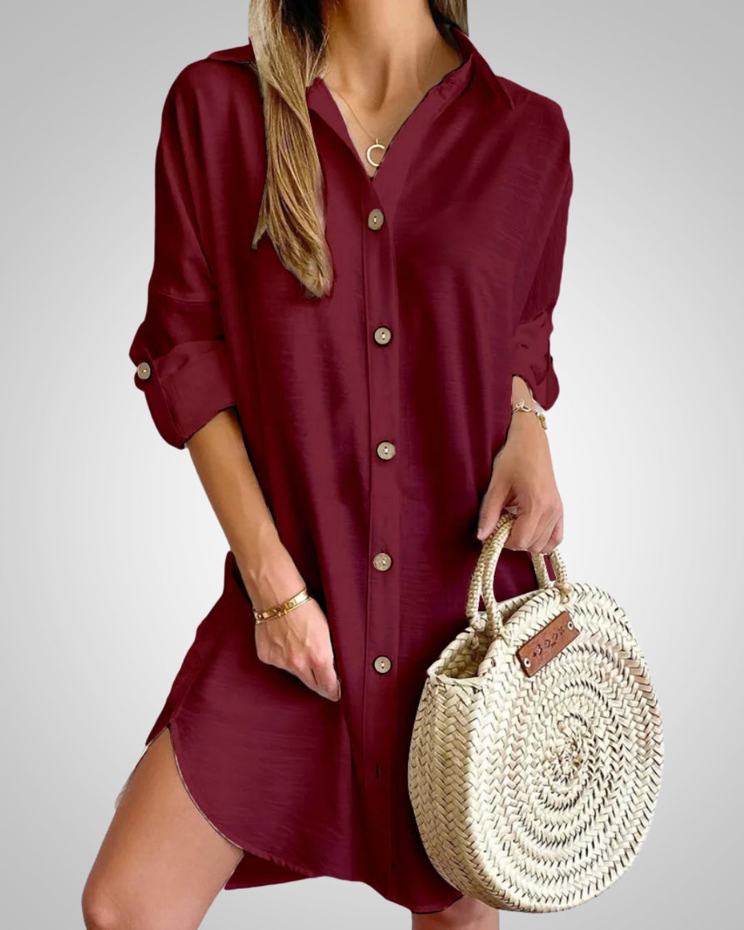 Nele | Damen Sommer Knopf Hemdkleid