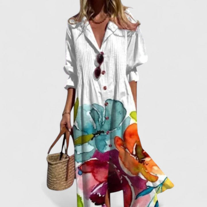 Mara | Damen Bedrucktes Boho Sommerkleid mit lebendigen Farben