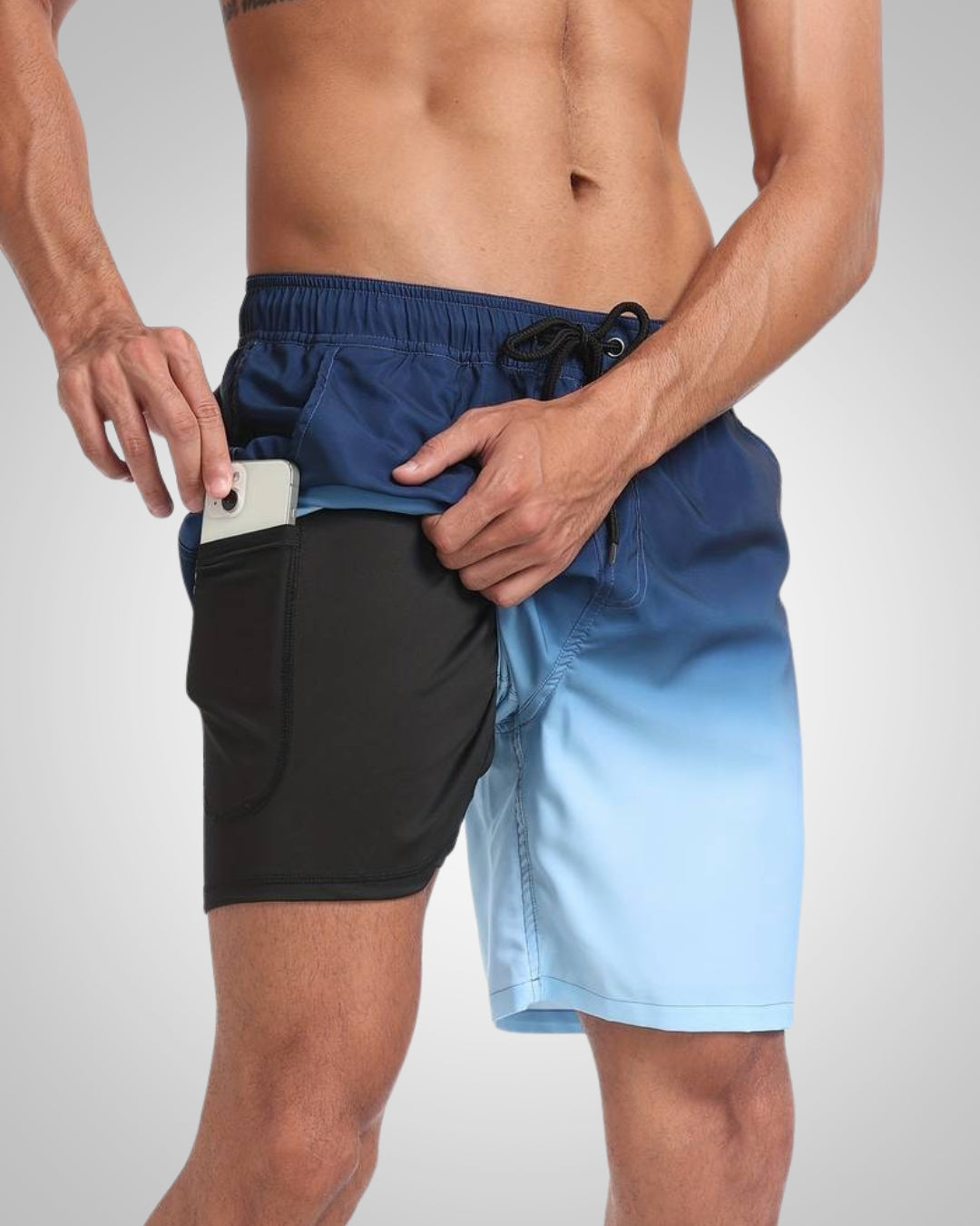 Hanery | Herren Sportliche Slim-Fit Badehose Mit Innenshorts