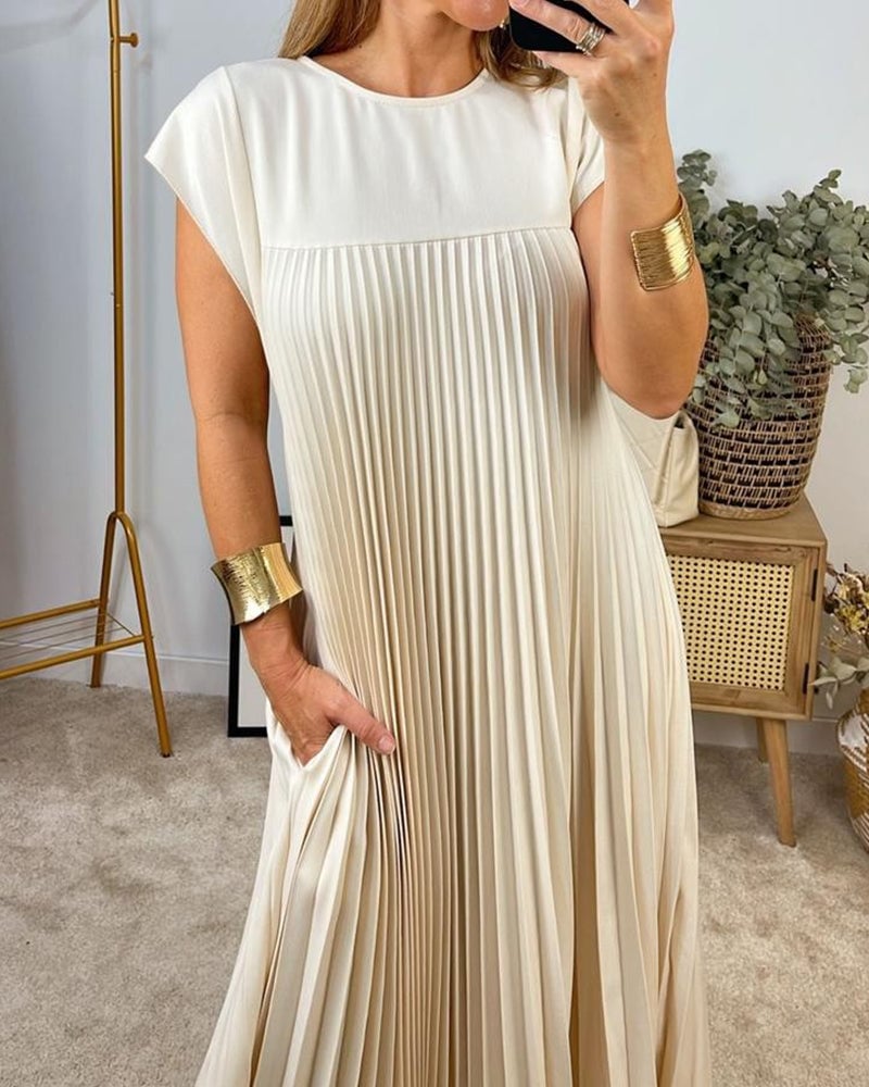 Florina | Damen Sommer Plissiertes Maxikleid