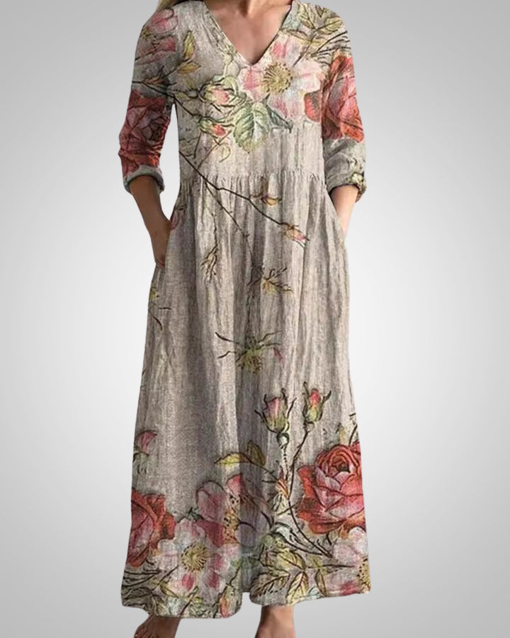 Rebecca | Damen Sommer V-Ausschnitt Midikleid