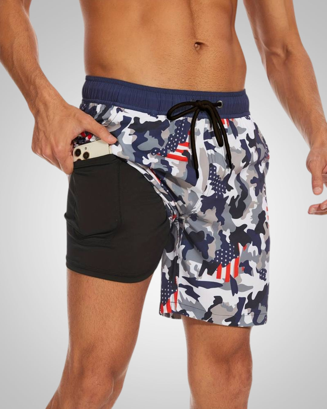 Hanery | Herren Sportliche Slim-Fit Badehose Mit Innenshorts