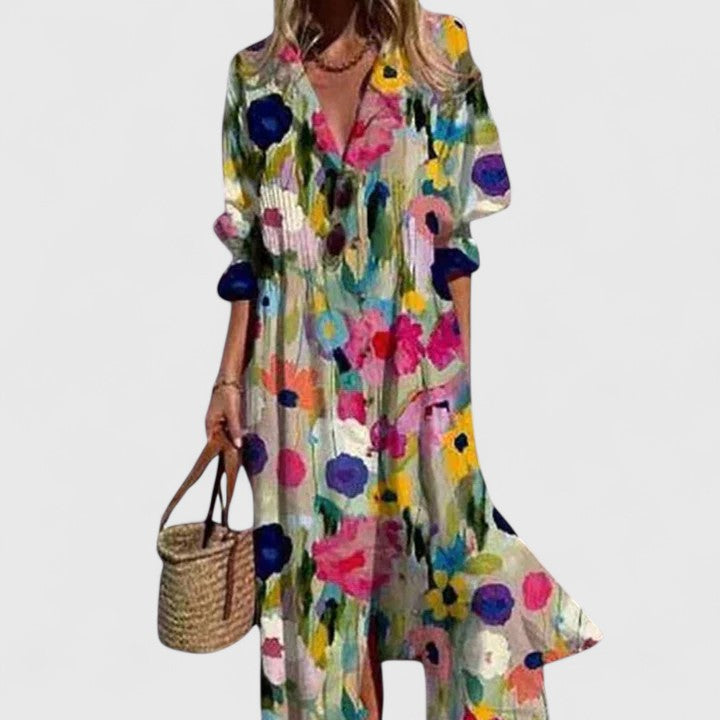 Mara | Damen Bedrucktes Boho Sommerkleid mit lebendigen Farben