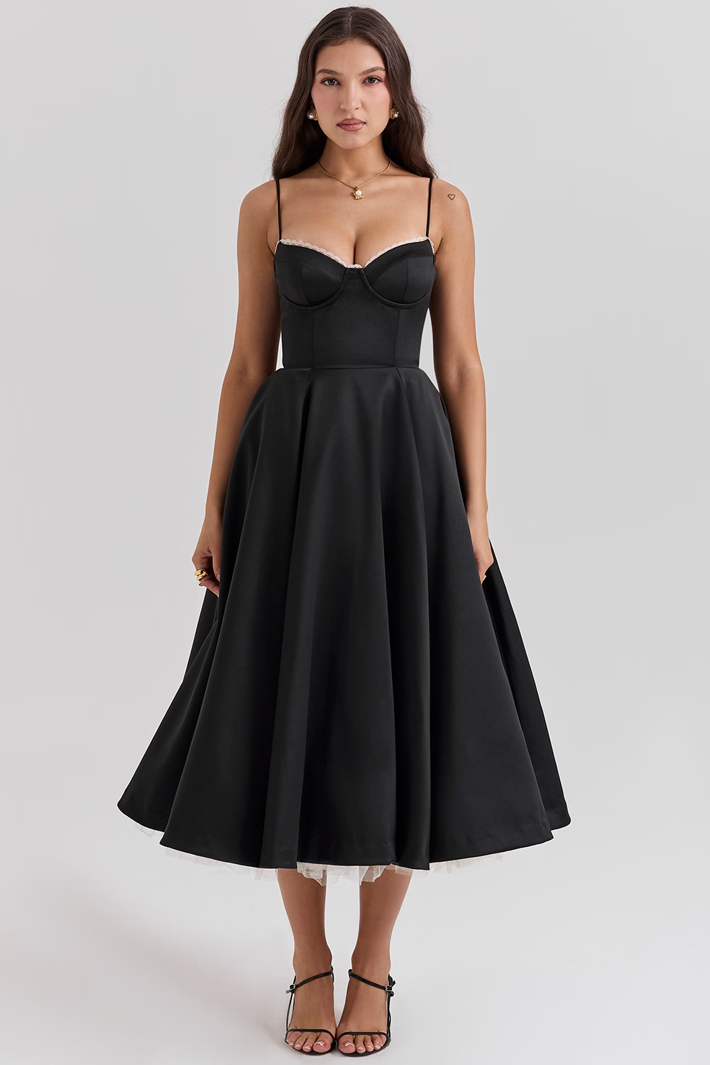 Verena | Damen Sommer Spaghettiträger Hochzeitsgast Midikleid