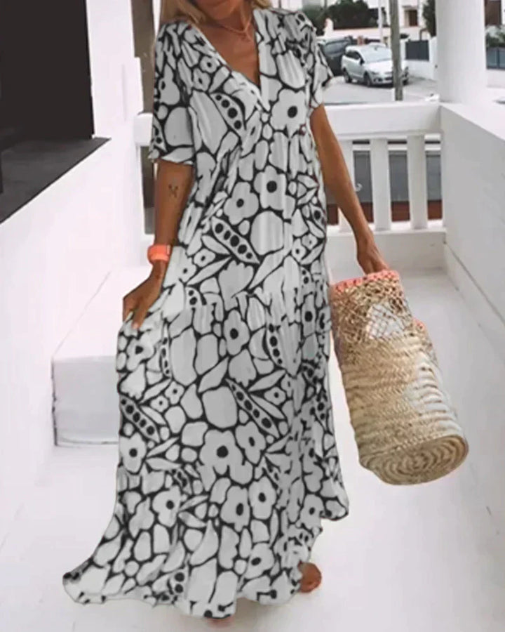 Leticia | Damen Bedrucktes V-Ausschnitt Sommerkleid