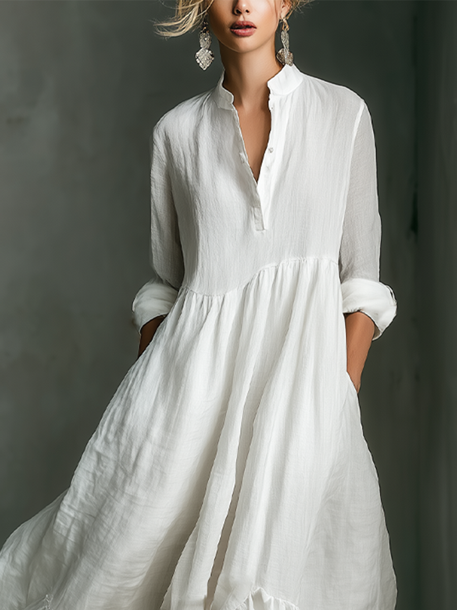 Samantha | Damen Casual Langarm Maxikleid