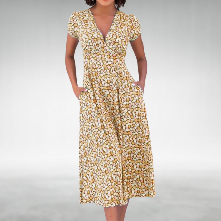 Hanna | Damen Elegantes Reißverschluss Sommerkleid