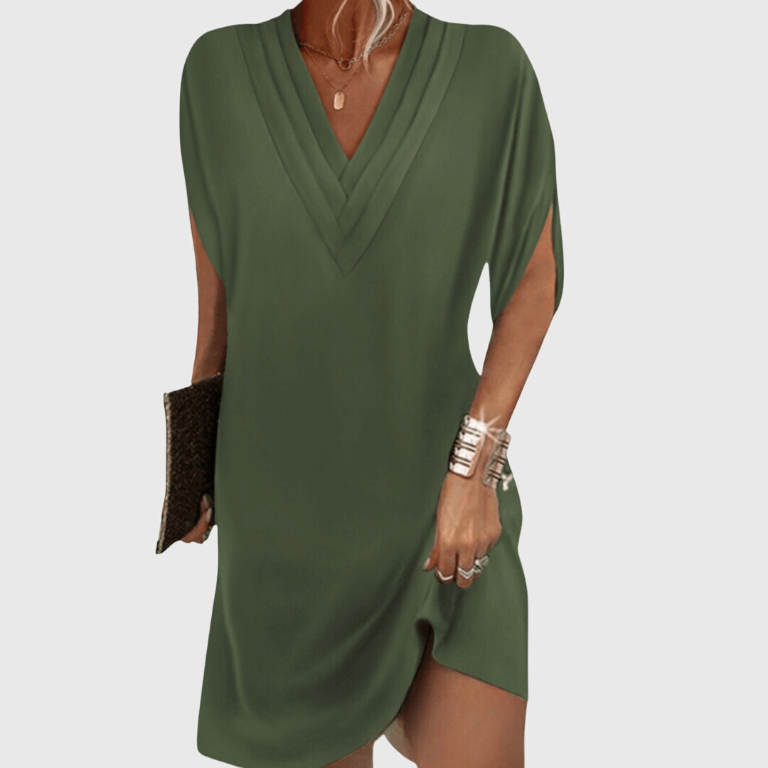 Elisa | Damen V-Ausschnitt Midi Abendkleid