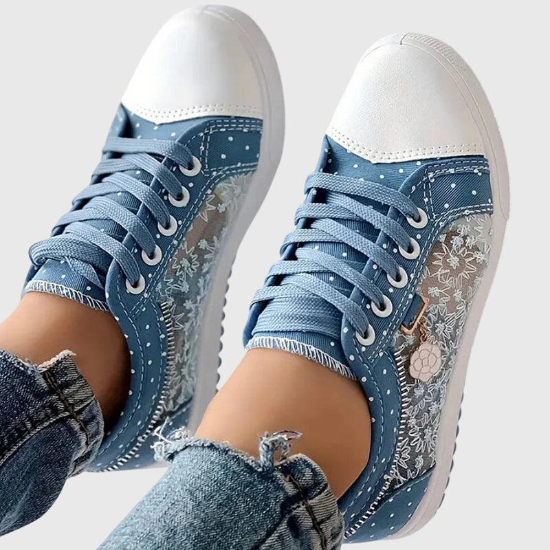 Sophia | Baskets à lacets brodées orthopédiques tendance pour femme
