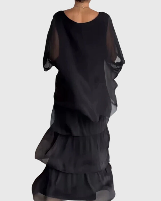 Nora | Damen Sommer Stufenrock Maxikleid