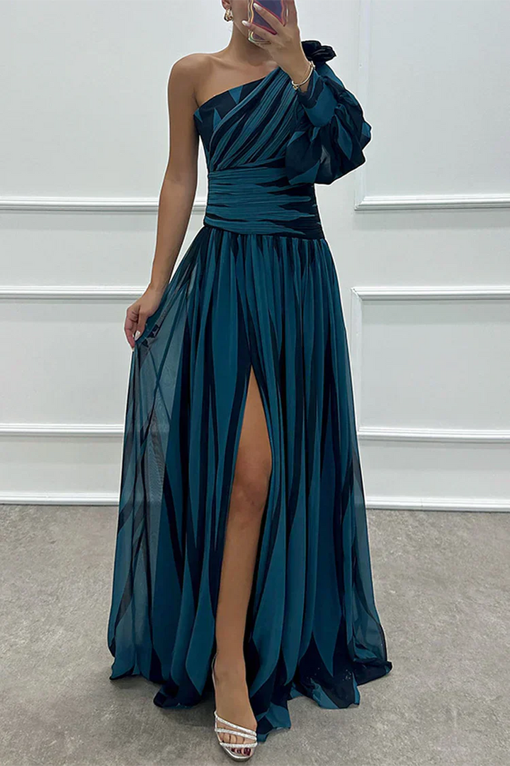 Frederike | Damen Elegante One-Shoulder Hochzeitsgastkleid