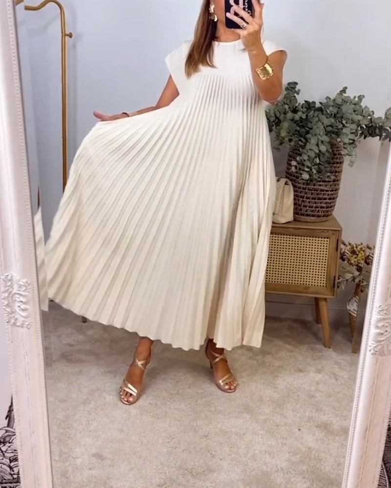 Florina | Damen Sommer Plissiertes Maxikleid
