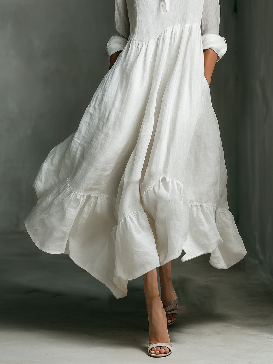 Samantha | Damen Casual Langarm Maxikleid