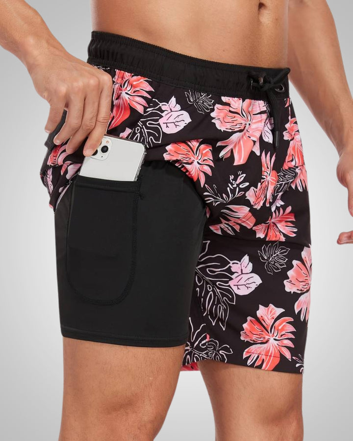 Hanery | Herren Sportliche Slim-Fit Badehose Mit Innenshorts