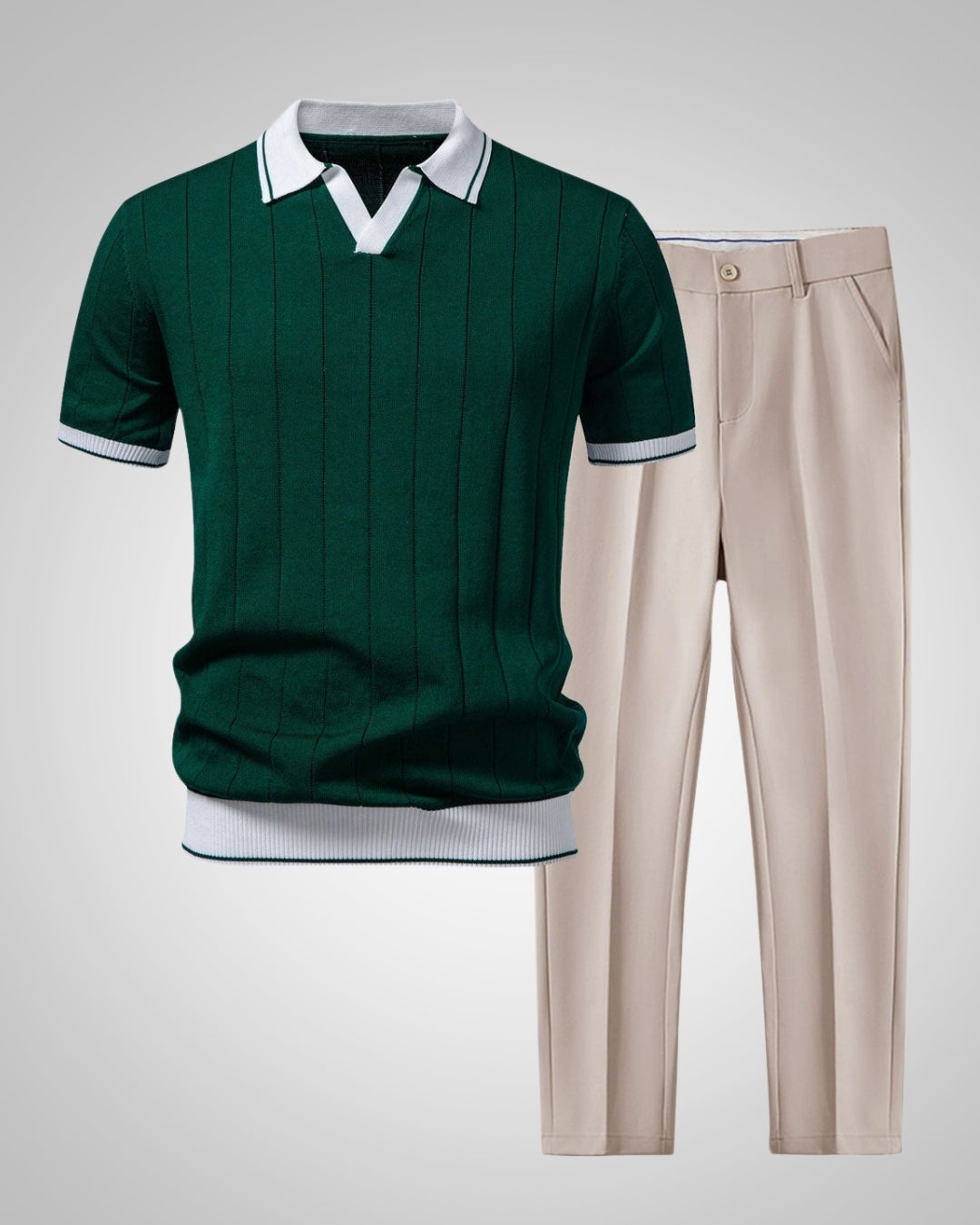 Ezra | Herren Modisches Strickpolo Hosen Set