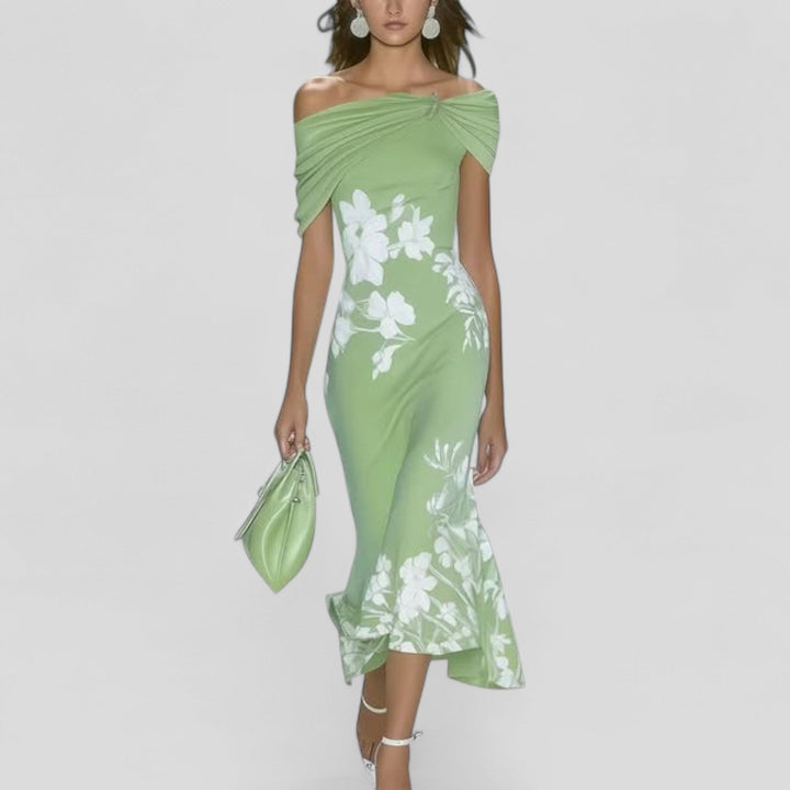 Anna | Damen Sommer Off-Shoulder Blumenmuster Kleid