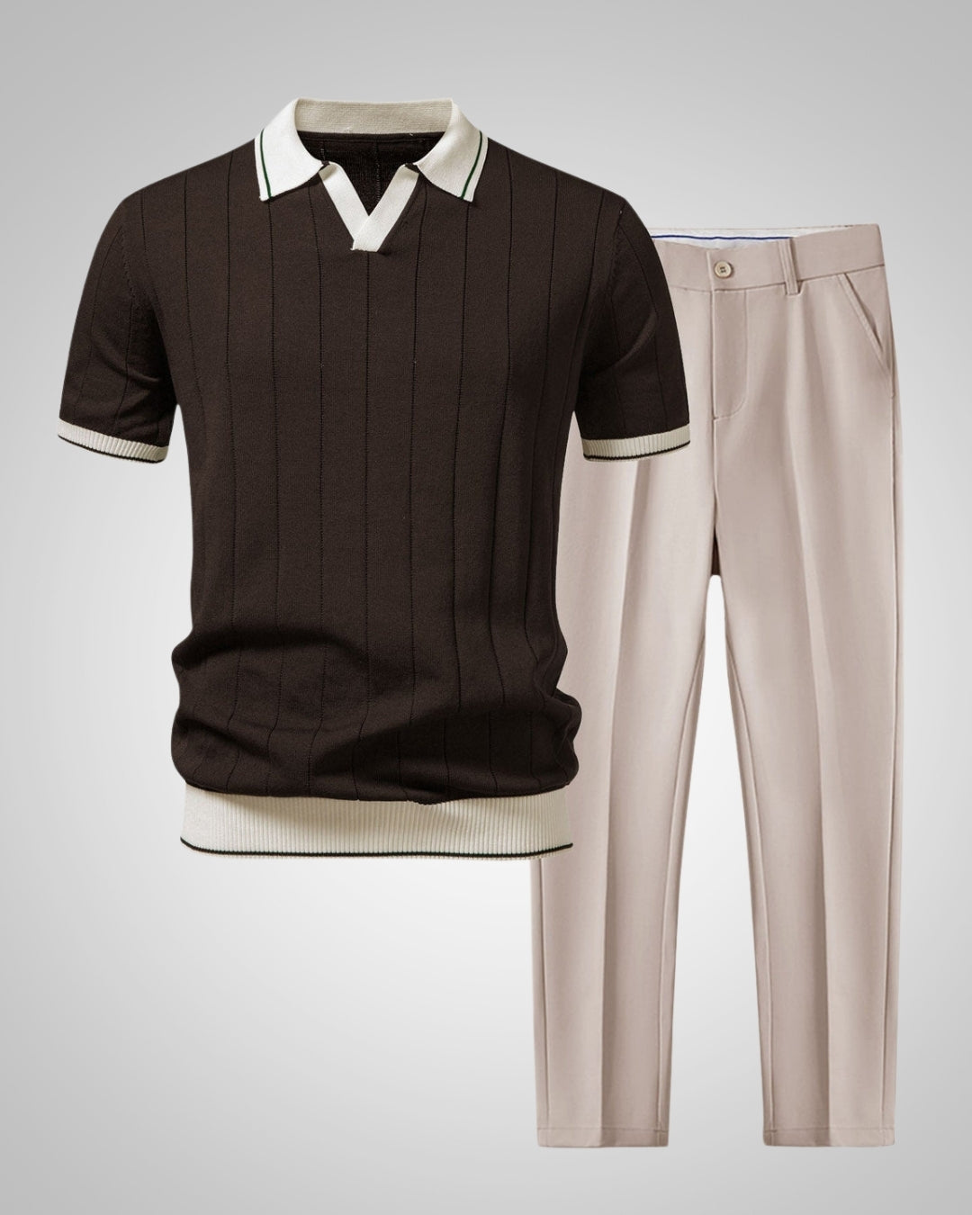Ezra | Herren Modisches Strickpolo Hosen Set