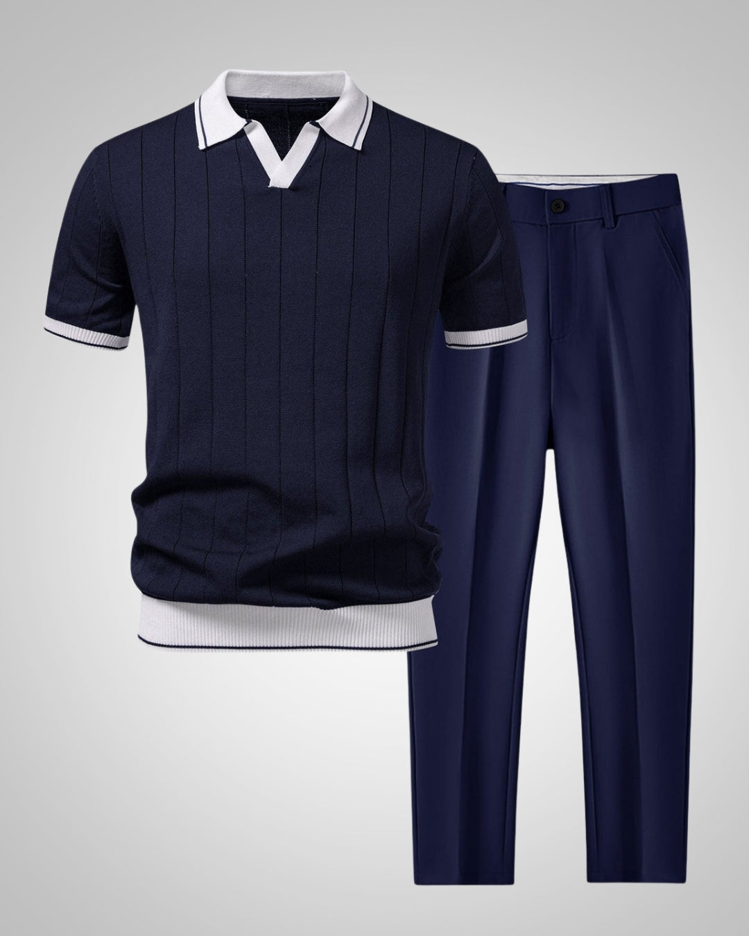 Ezra | Herren Modisches Strickpolo Hosen Set
