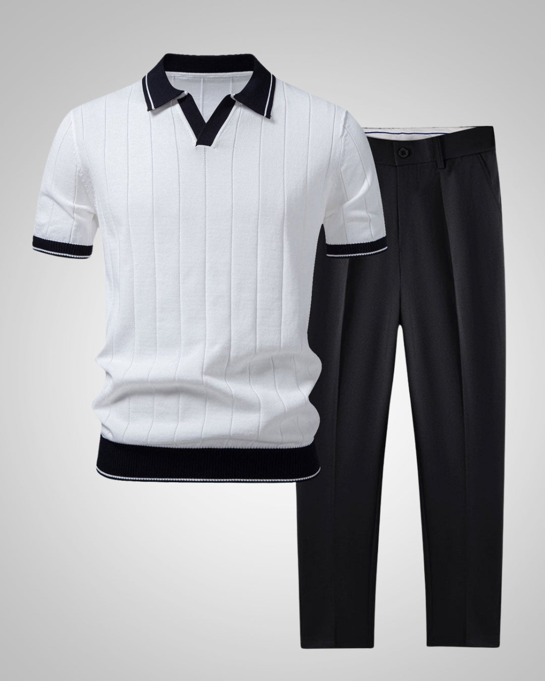 Ezra | Herren Modisches Strickpolo Hosen Set