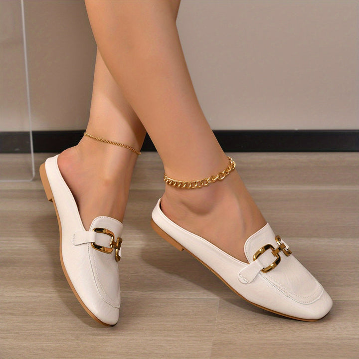 Leonora | Damen Lässige Eckige Slip-on Pantoletten