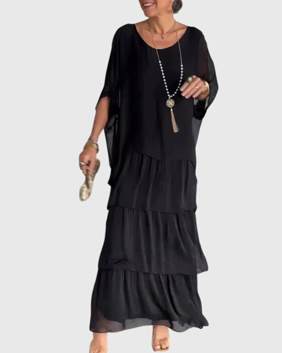 Nora | Damen Sommer Stufenrock Maxikleid