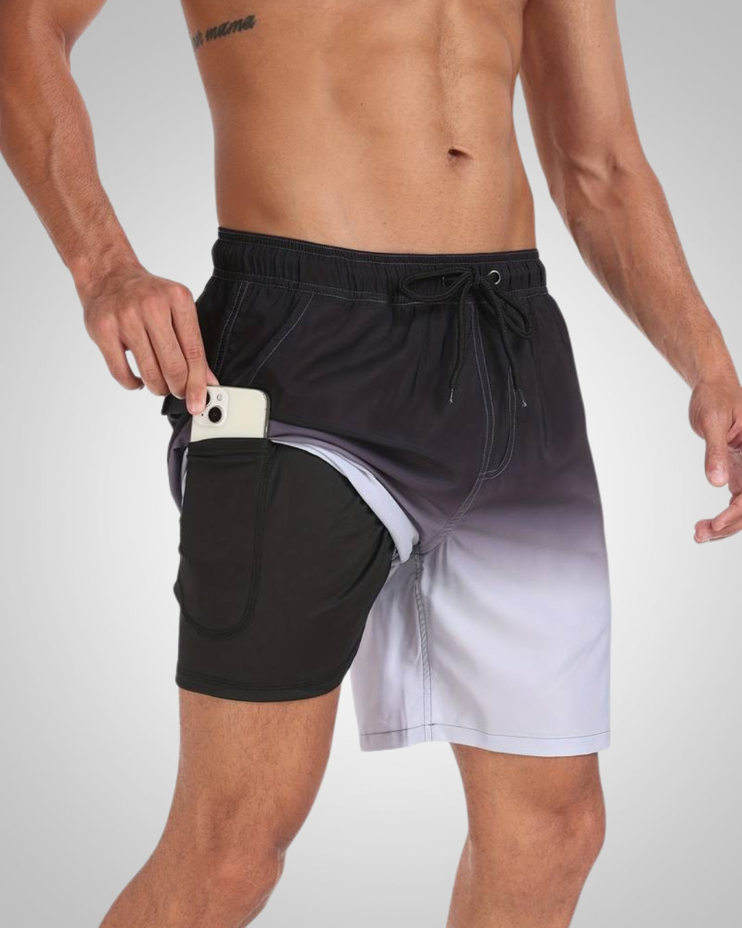 Hanery | Herren Sportliche Slim-Fit Badehose Mit Innenshorts
