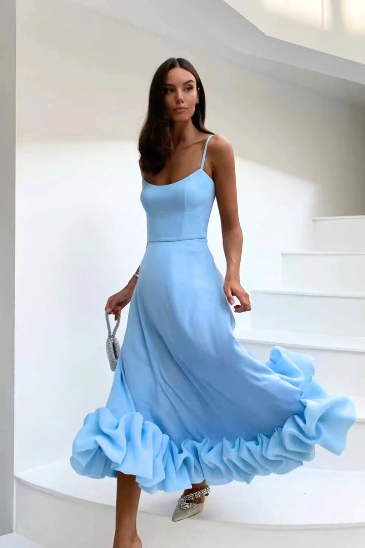 Helene | Damen Elegant Volant Hochzeitsgastkleid