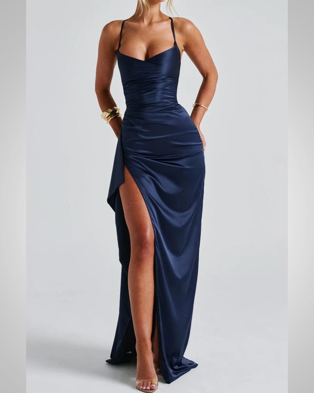 Willow | Damen Elegantes Spaghettiträgern Hochzeitsgäst Maxikleid