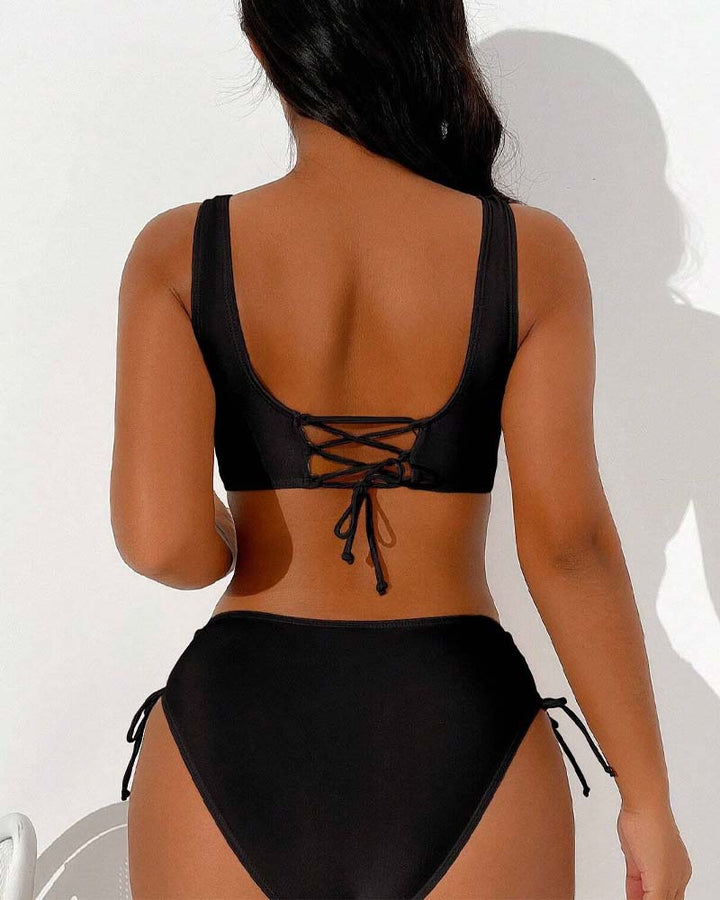 Alexandra | Damen Sommer V-Ausschnitt Bikini Badeanzug